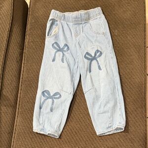 Old Navy Light Blue Bow-Detail Kids Jeans